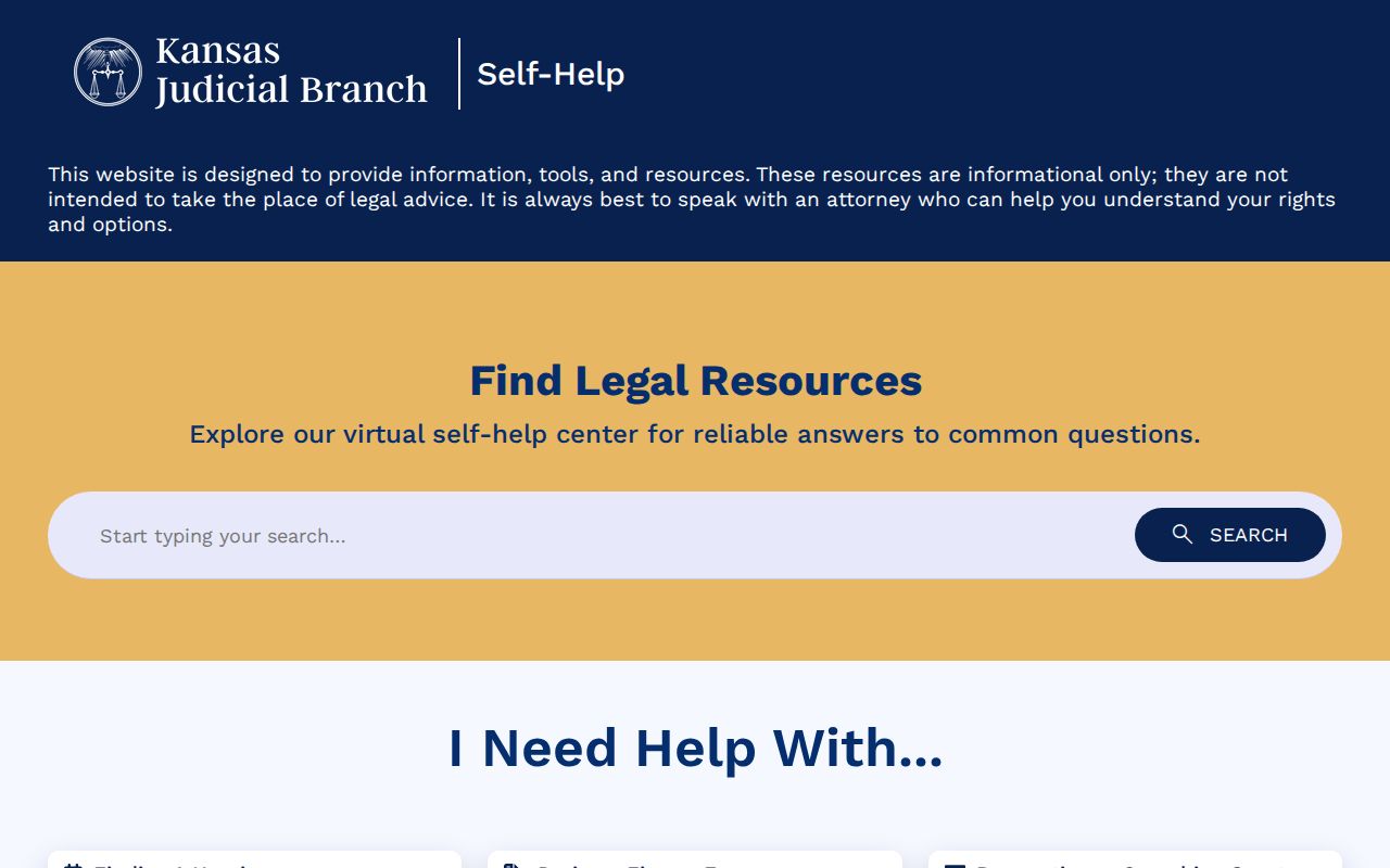 Neosho County court calendar hearing search at Kansas self-help