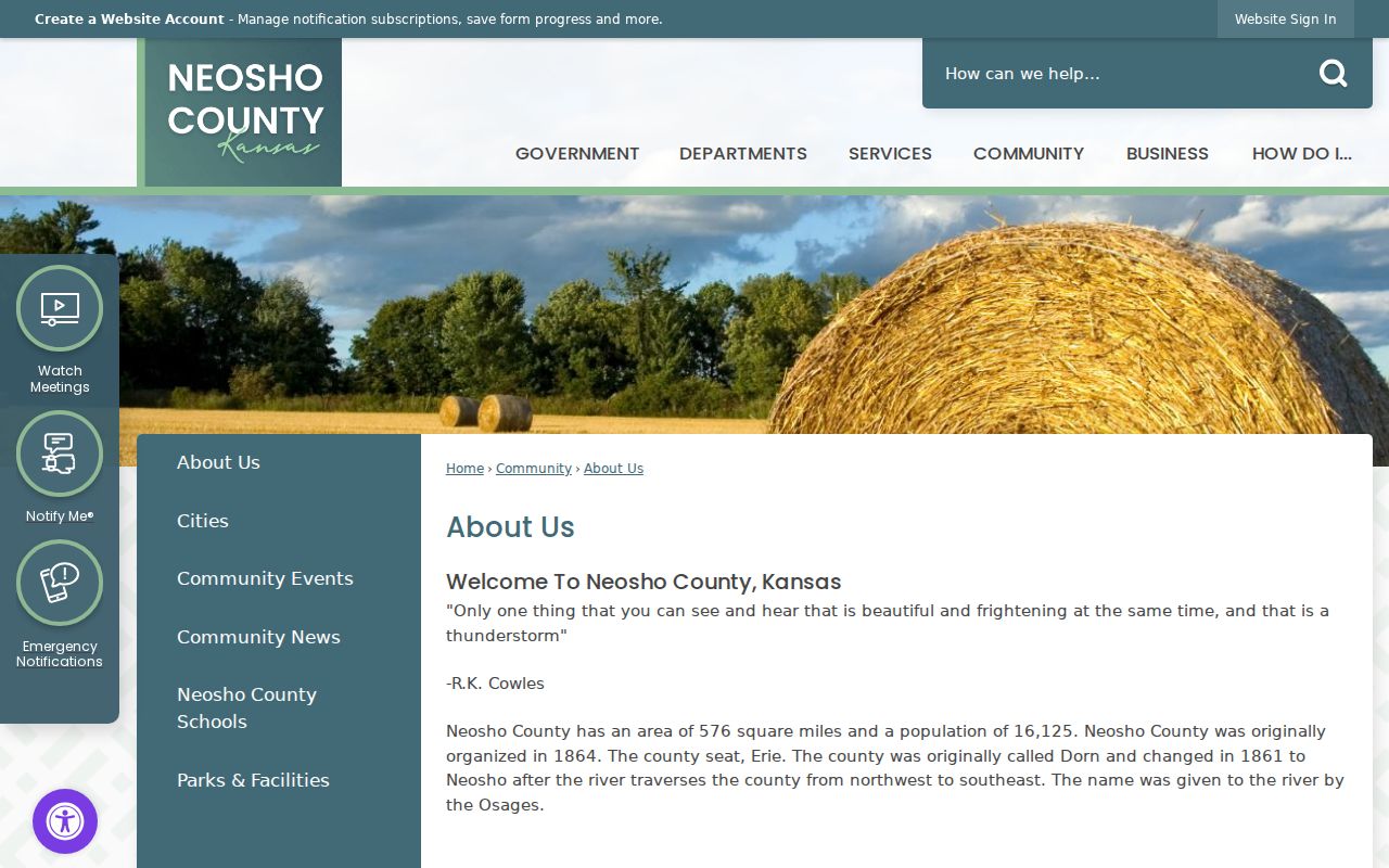 Neosho County history and county-seat profile on the official county site