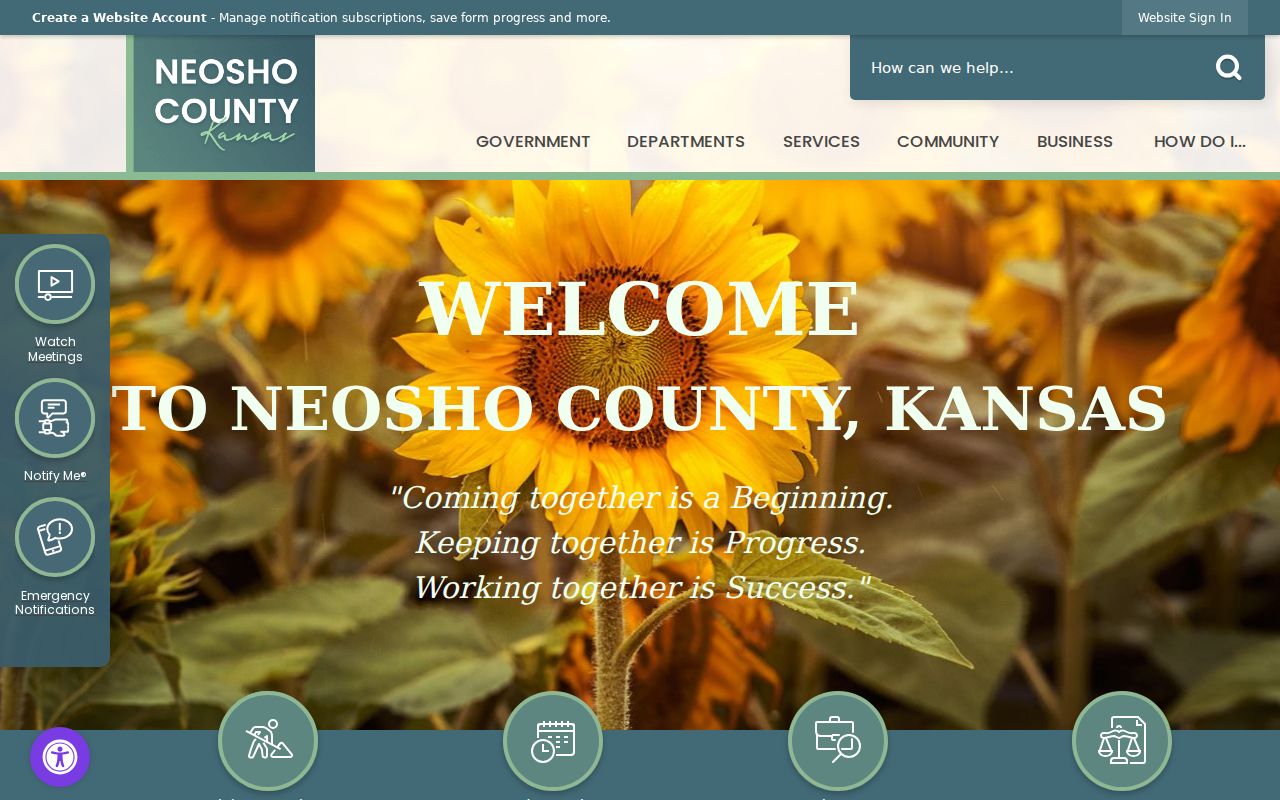 Official Neosho County website with Erie courthouse information