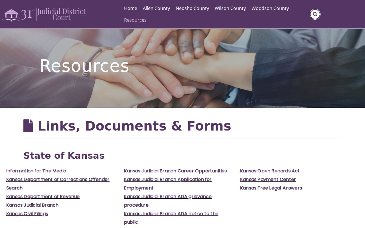 31st Judicial District resources and calendar links for Neosho County